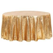Gold Glimmer Sequin 120in Round Tablecloth
