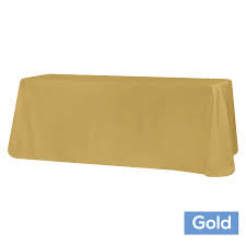 Gold Polyester 90" x 132" Rectangular Tablecloth