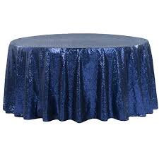 Navy Blue Glimmer Sequin 120in Round Tablecloth