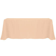 Peach Polyester 90'' x 156'' Rectangular Tablecloth