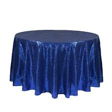 Royal Blue Glimmer Sequin 132in Round Tablecloth