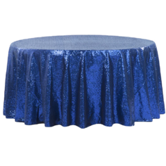 Royal Blue Glimmer Sequin 132" Round Tablecloth