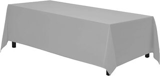Silver Polyester 90in x 156in Rectangular Tablecloth