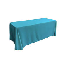 Turquoise Polyester 90in x 156in Rectangular Tablecloth