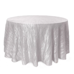 White Crinkle 132" Round Tablecloth