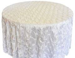 White Pinched Wheel 120in Round Tablecloth