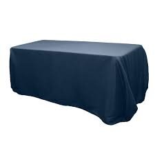 Navy Polyester 90in x 156in Rectangular Tablecloth