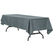 Pewter Polyester 90in x 156in Rectangular Tablecloth
