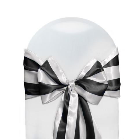 Black and White Stripe Taffeta Sash
