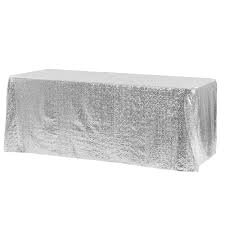 Silver Glimmer Sequin 90in x 132in Rectangular Tablecloth