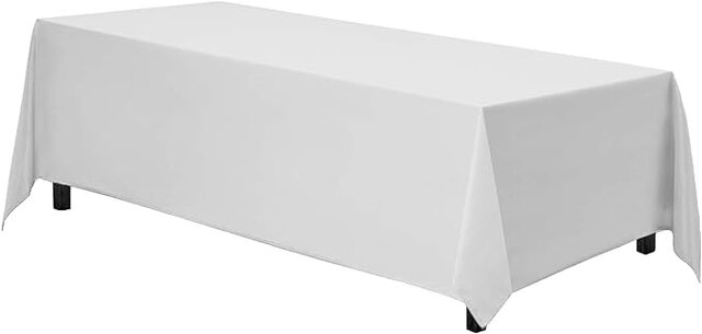White Polyester 90in x 156in Rectangular Tablecloth