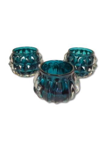 Peacock Blue Teal Votive 3 piece set