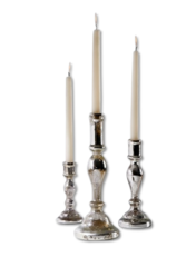 Antique Silver Glass Candlestick (Set of 3)