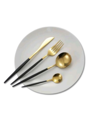 Black & Gold Modern Utensil 3 - Piece Sets