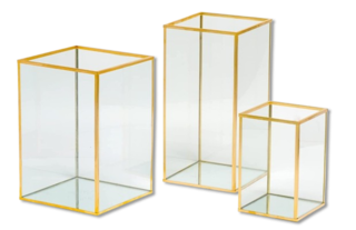 Gold Metal & Glass Lantern Set