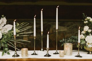 Grouping of 12 Antique Gold Candlesticks