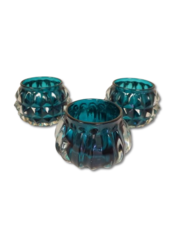 Peacock Blue Teal Votive 3 piece set