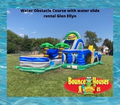 water obstacle course with water slide rental Glen Ellyn