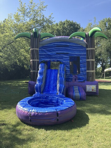Blue Island Bounce House with Water Slide