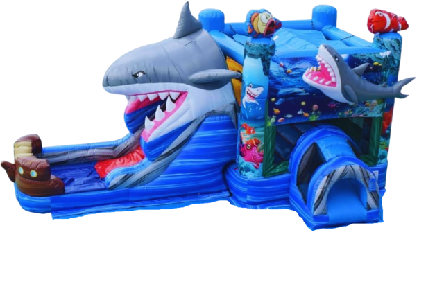 Shark Bounce House with Wet Slide