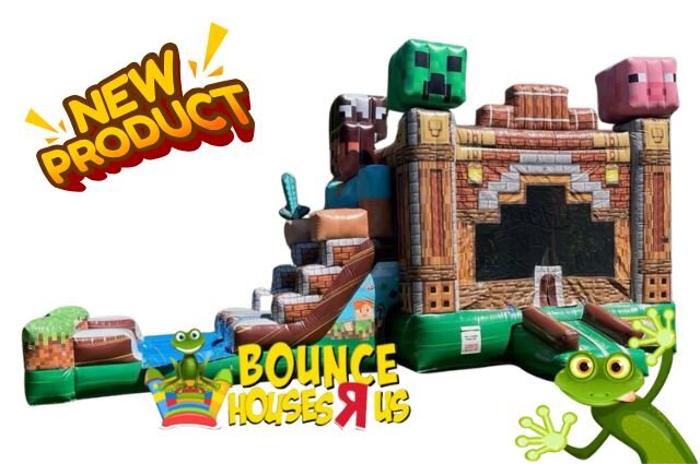 Minecraft Gamer Bounce House With Slide