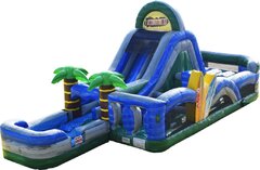 Blue Tropical Water Slide Obstacle Course