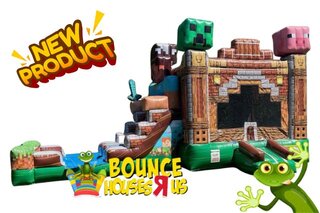 Minecraft Gamer Bounce House With Slide