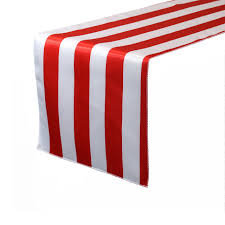 Red and White stripe satin runner