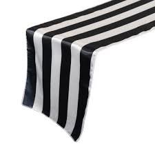 White and Black stripe satin runner