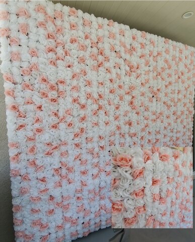 8FTHX4FTL Artificial White And Blush Pink  Flower Wall