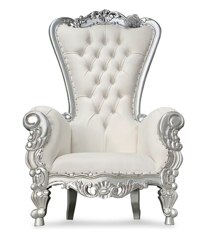 White/Silver Throne Chair