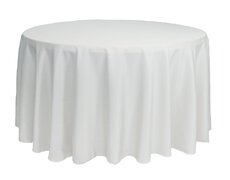 132' white round polyester tablecloth 