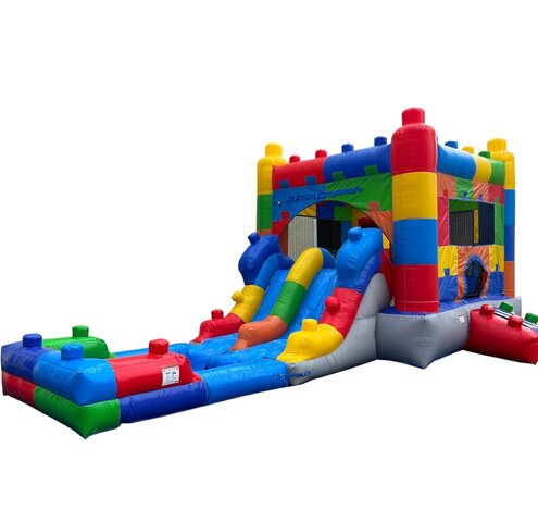 Lego Dual Lane Slide & Bounce House Combo - Wet or Dry