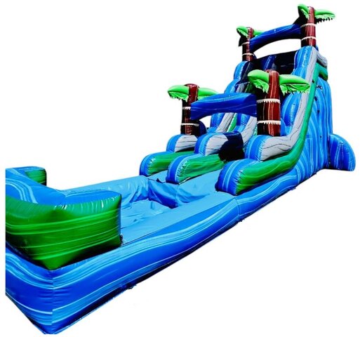 22ft Blue Tropical Waterslide w/ Huge Pool
