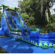 BLUE TROPICAL SLIDE WITH THE POOL