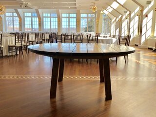 72" Round Farm Table Whiskey Brown