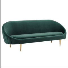 Green Velvet Curved Back Sofa