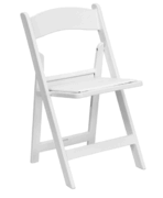 White Folding Chair W/Padded Seat