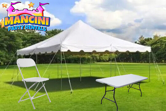 20x20 Pole Tent Package - Includes (6) Tables & (36) Chairs