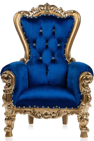 Kids Blue Velvet Throne Chair