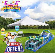 20x20 Pole Tent & Obstacle Course Party Package - Includes Tables & Chairs
