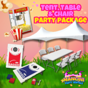 20x20 Frame Tent Party Package- Includes (6) Tables & (36) Chairs