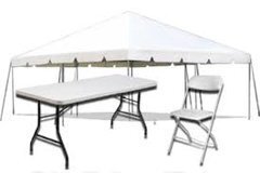 20x20 Frame Tent Package - Includes (6) 6ft tables & 52Chairs