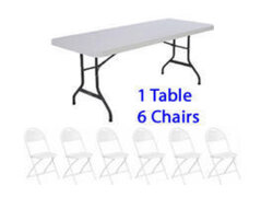 One (1) 6ft Table & Six (6) Chairs