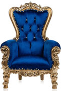 Kids Blue Velvet Throne Chair