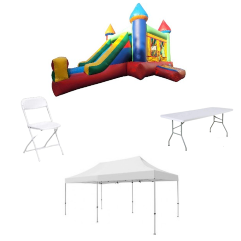 Deluxe Jumper & Slide With Canopy Party Package Rentals 