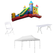 Deluxe Jumper & Slide With Canopy Party Package ... [Includes: Jumper & Slide, Canopy, Tables & Chairs] 