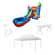 Deluxe Water Slide & Canopy Party Package ... [Includes: Water Slide, Canopy, Tables & Chairs]