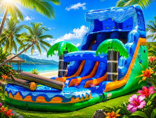 17ft Palm Paradise Dual Lane Waterslide