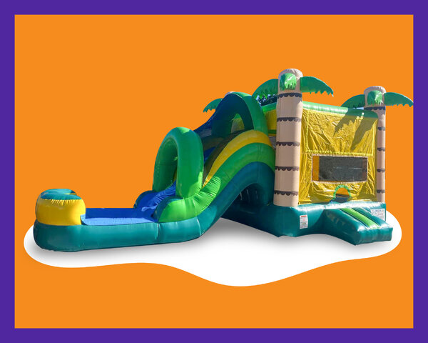 Green and yellow tropical combo water slide